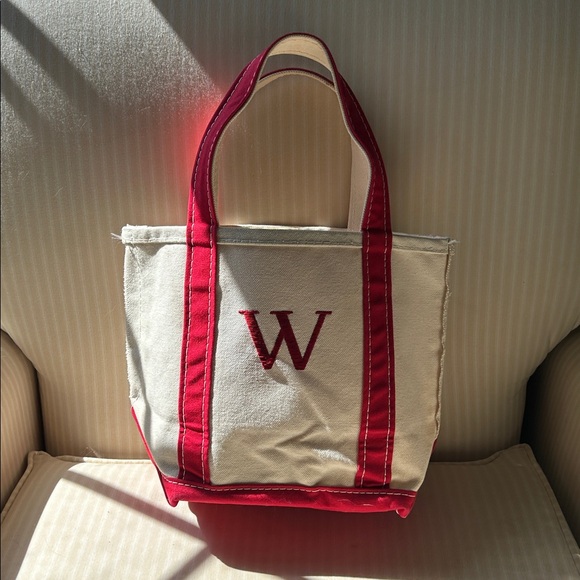 L.L. Bean Mini Boat ‘n Tote with Red Straps - Picture 1 of 7